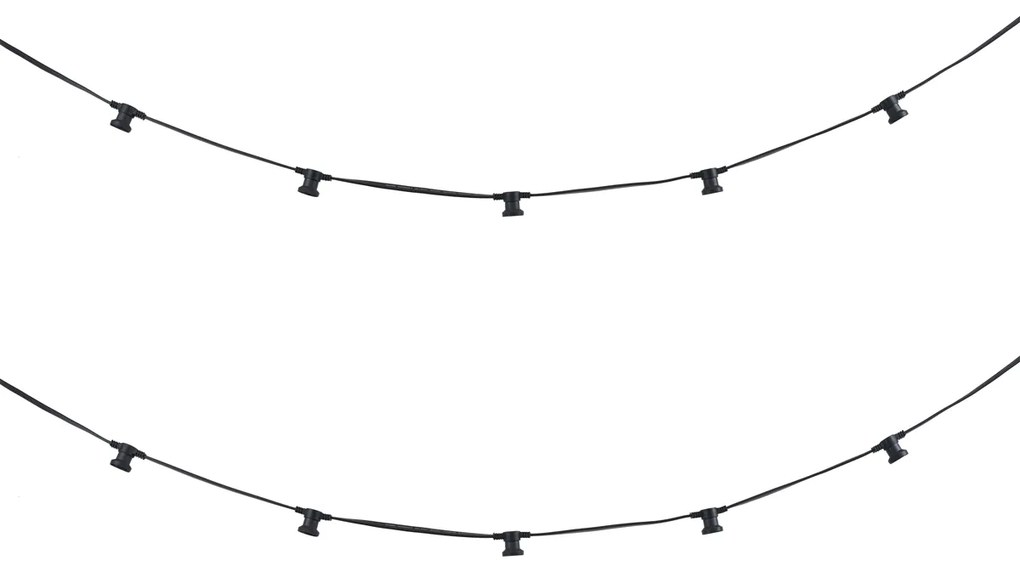 Grinalda de Luzes Conectável Preta com Ficha, 6m 10 Luzes, IP64 - Lubber