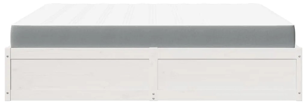 Cama com colchão 180x200 cm pinho maciço branco