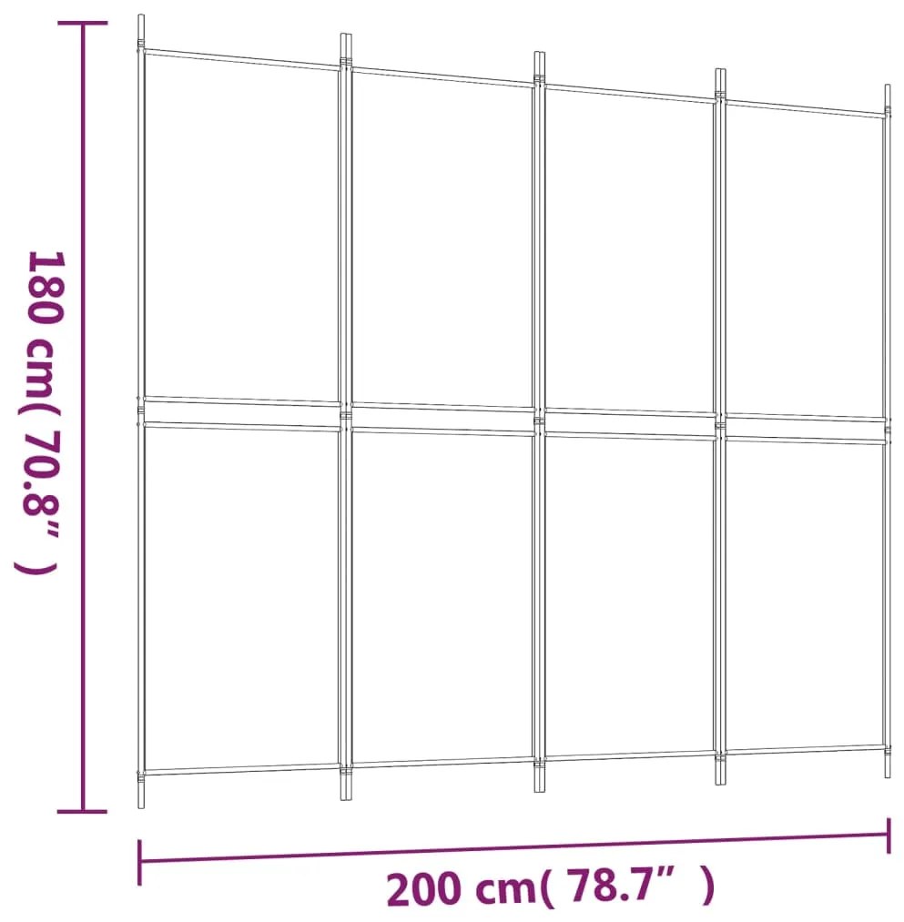 Biombo/divisória com 4 painéis 200x180 cm tecido branco