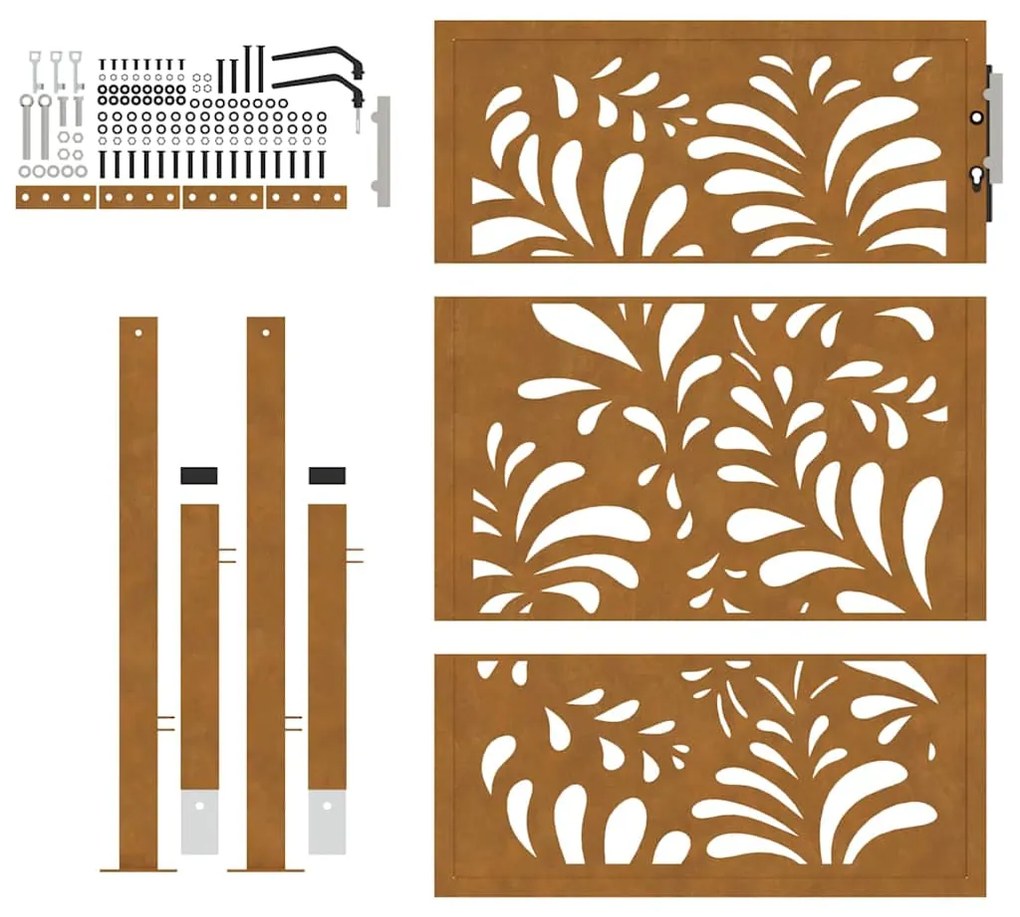 Portão de jardim 105x130 cm projeto de onda de aço resistente