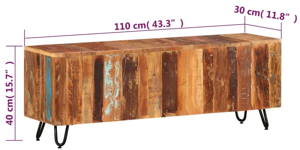 Móvel de TV 110x30x40 cm madeira recuperada maciça