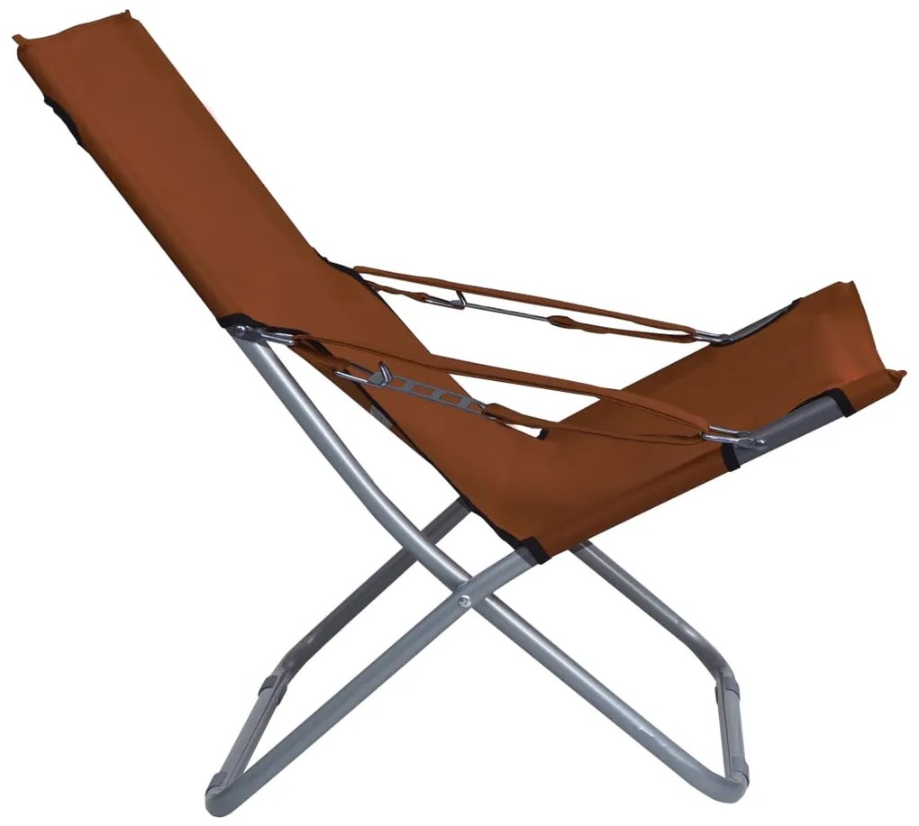 Cadeiras de praia dobráveis 2 pcs tecido castanho