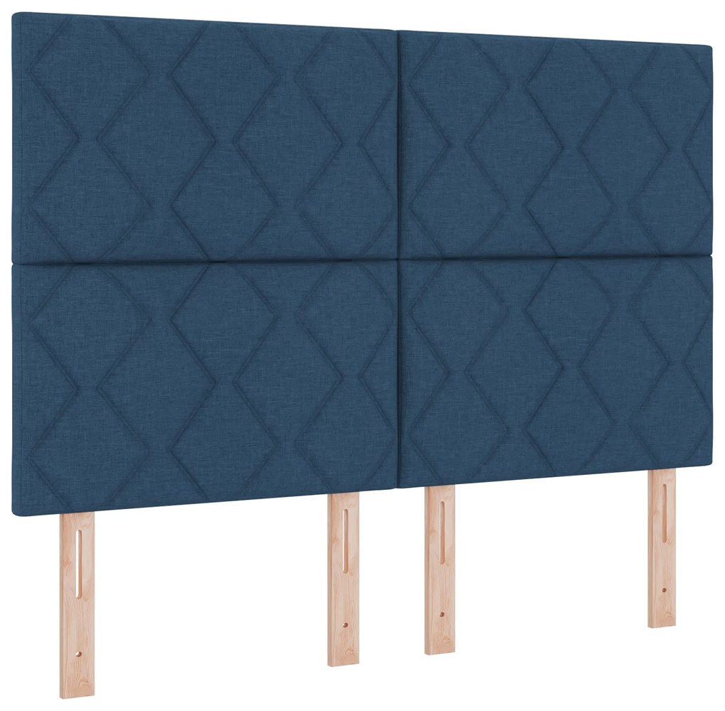 Estrutura de Cama vidaXL Azul 140x190 cm Tecido