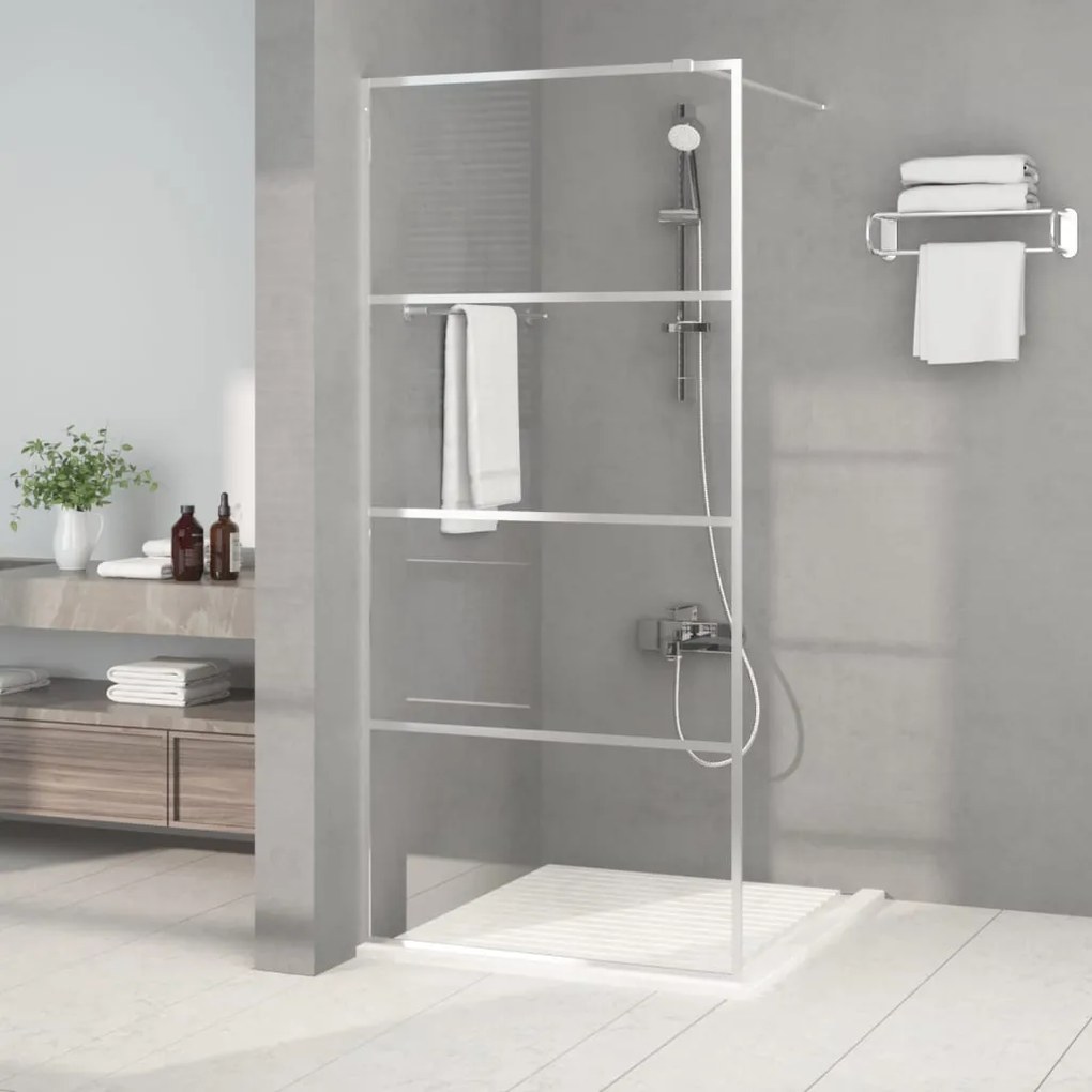 vidaXL Divisória de chuveiro prateado 90x195 cm vidro ESG transparente