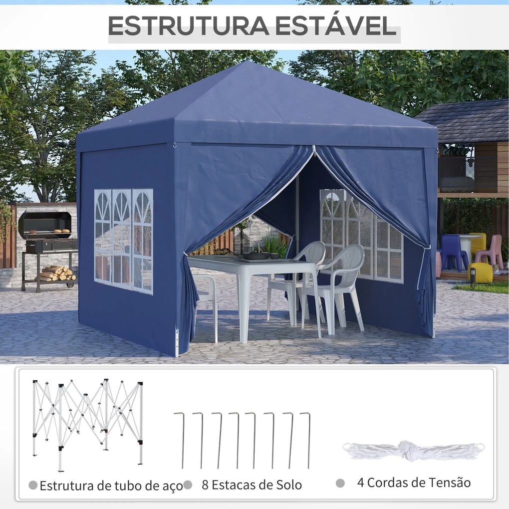 Outsunny Tenda de Jardim com Paredes Laterais Amovíveis Janelas Porta