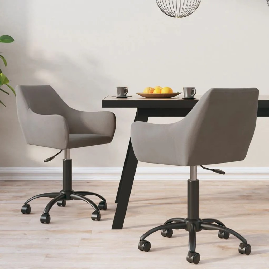 vidaXL Cadeiras de jantar giratórias 2 pcs veludo cinzento-claro
