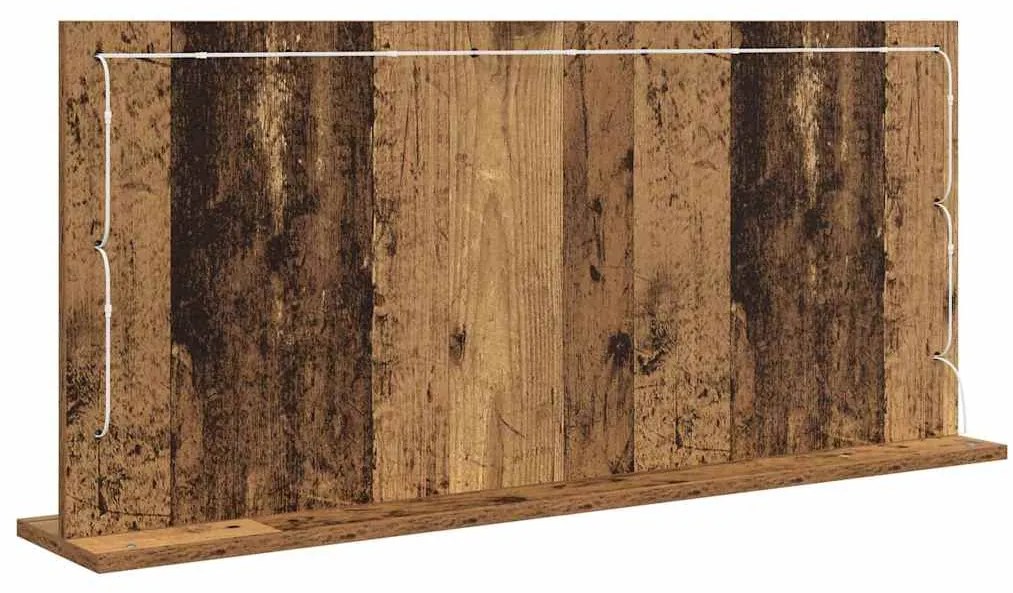 Espelho de Maquiagem com Luzes LED Madeira Antiga 100x45x18 cm