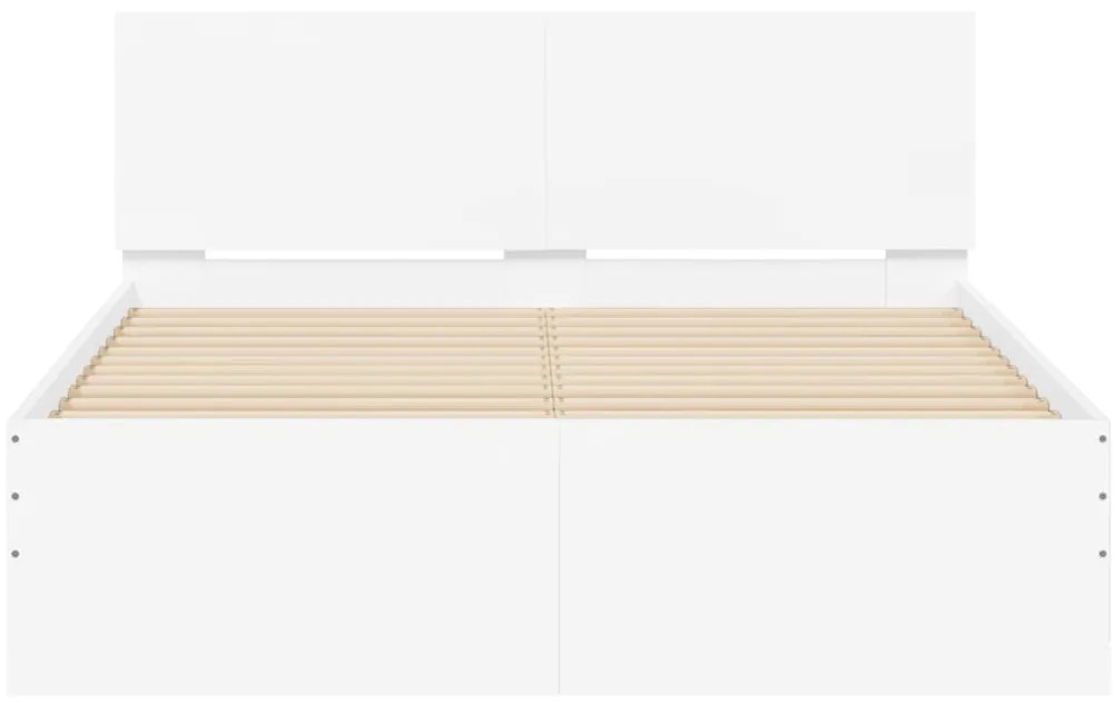 Estrutura de cama com cabeceira e luzes LED 140x200 cm branco