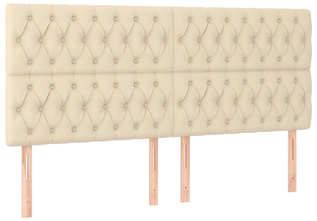 Cabeceira cama c/ luzes LED tecido 180x7x118/128 cm cor creme