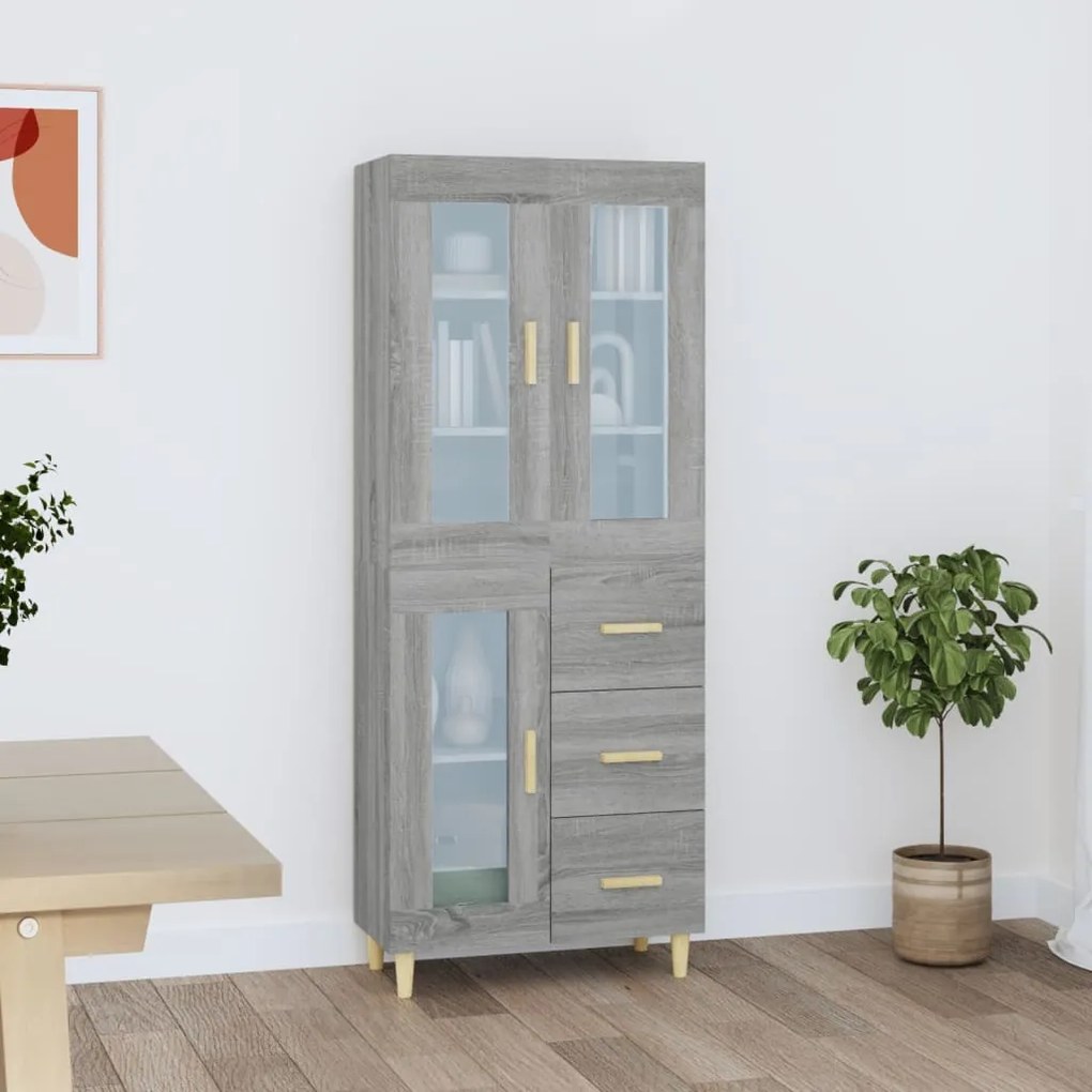 3114914 vidaXL Armário alto 69,5x34x180 cm derivados de madeira sonoma cinza