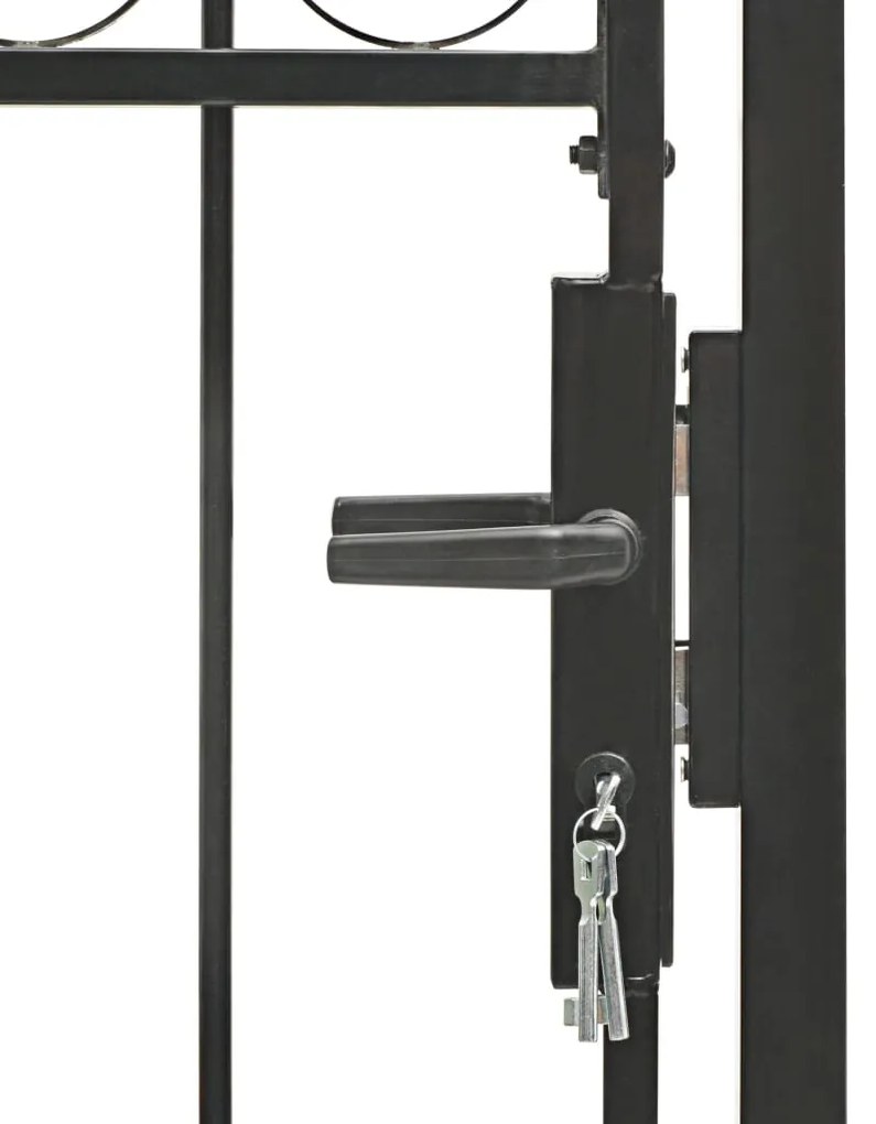 Portão para cerca com topo arqueado 100x175 cm aço preto