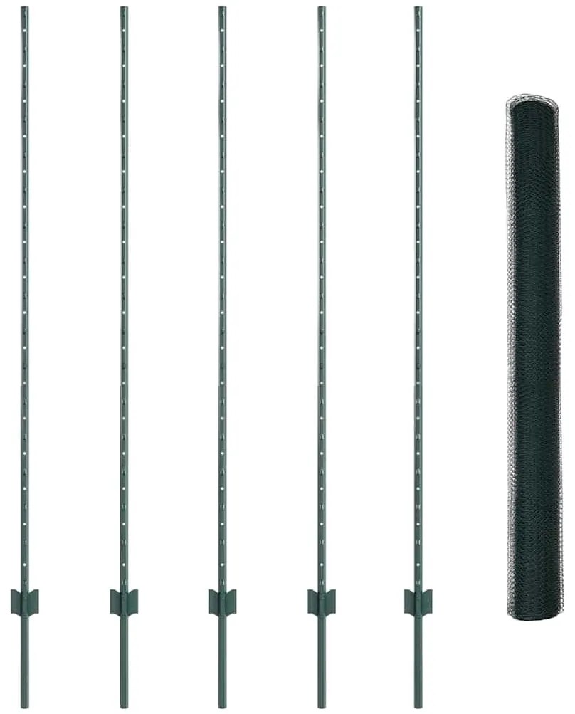 Postes de Cerca vidaXL 5 pcs U-Channel Verde 150 cm Aço