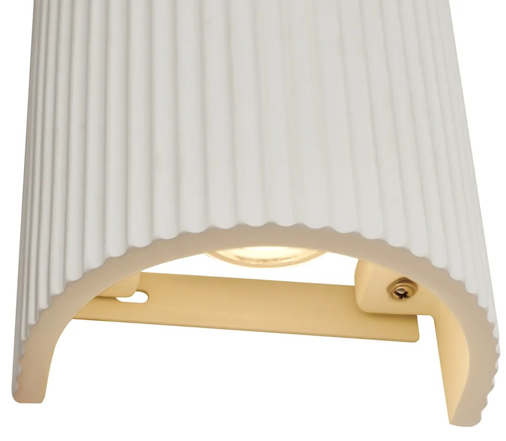 Candeeiro de Parede Escandinavo Bege Semicírculo 2-Luzes - Plaster