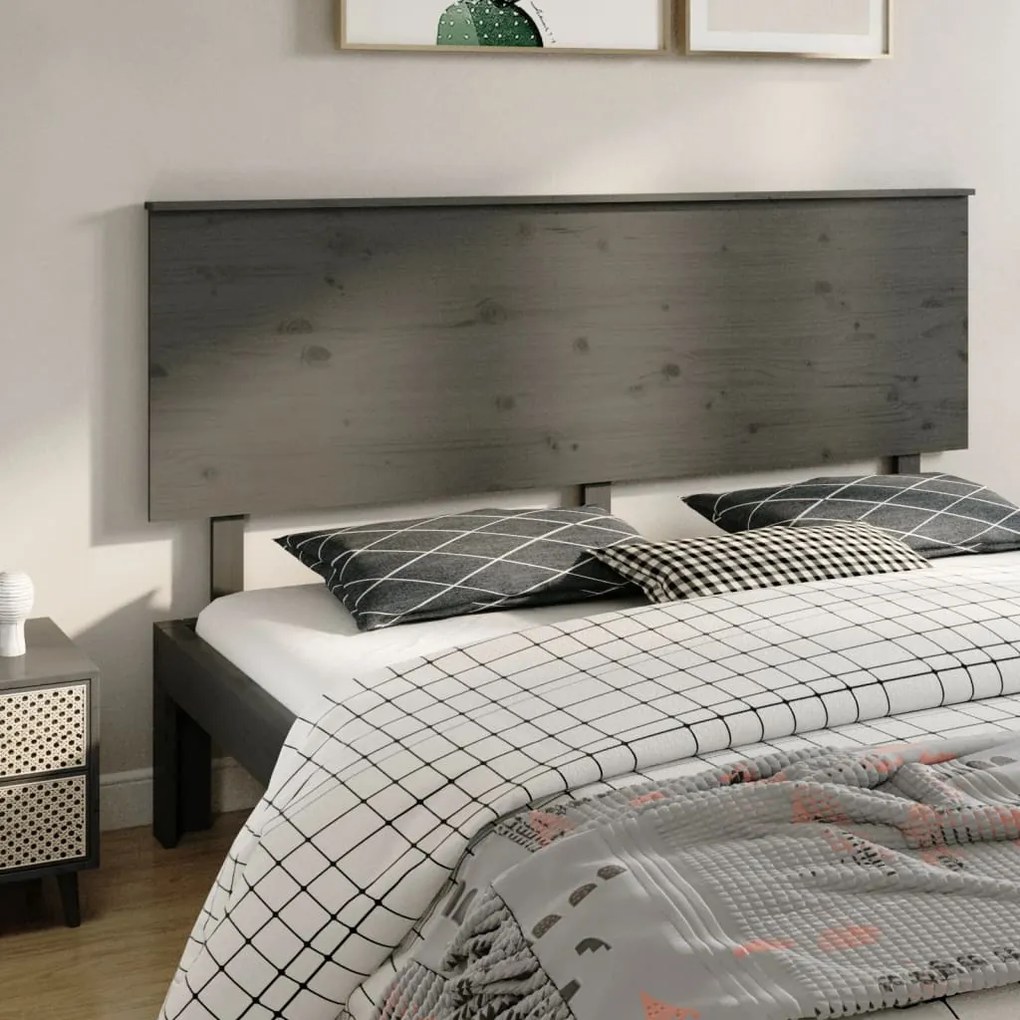 vidaXL Cabeceira de cama 184x6x82,5 cm pinho maciço cinzento