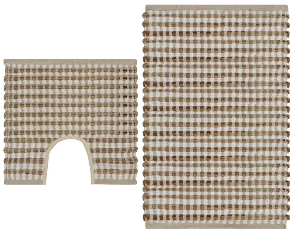 vidaXL Conjunto de tapetes de WC artesanais juta natural e branco