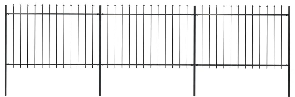 vidaXL Cerca jardim com topo em lanças 5,1x1,2 m aço preto