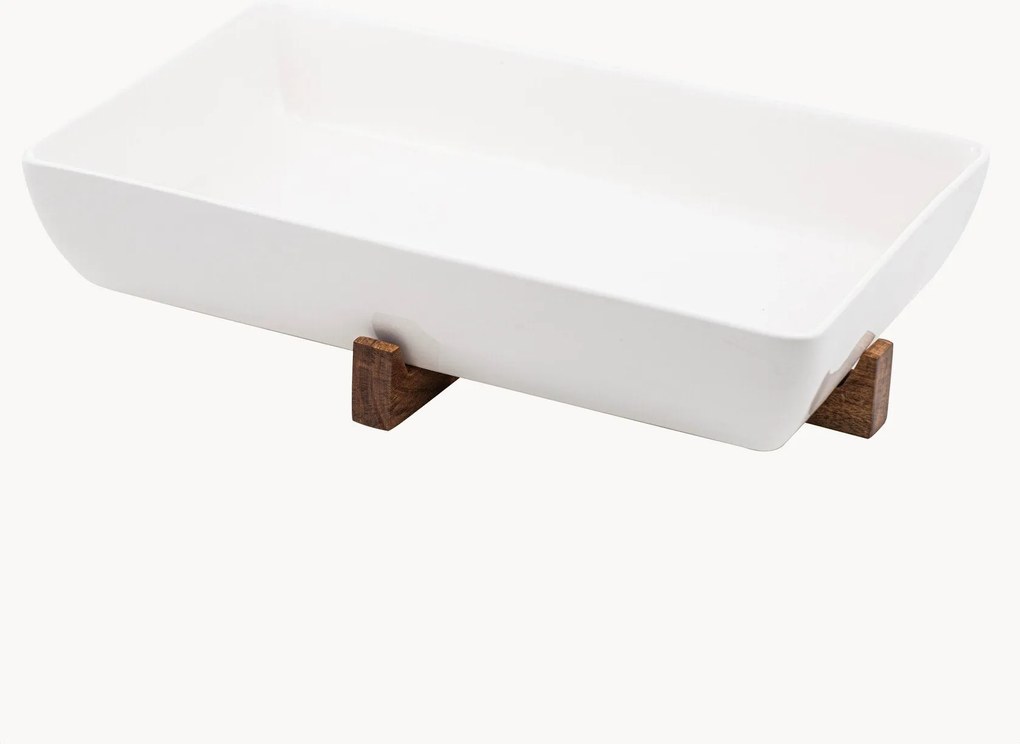 Travessa em porcelana com suporte Alto