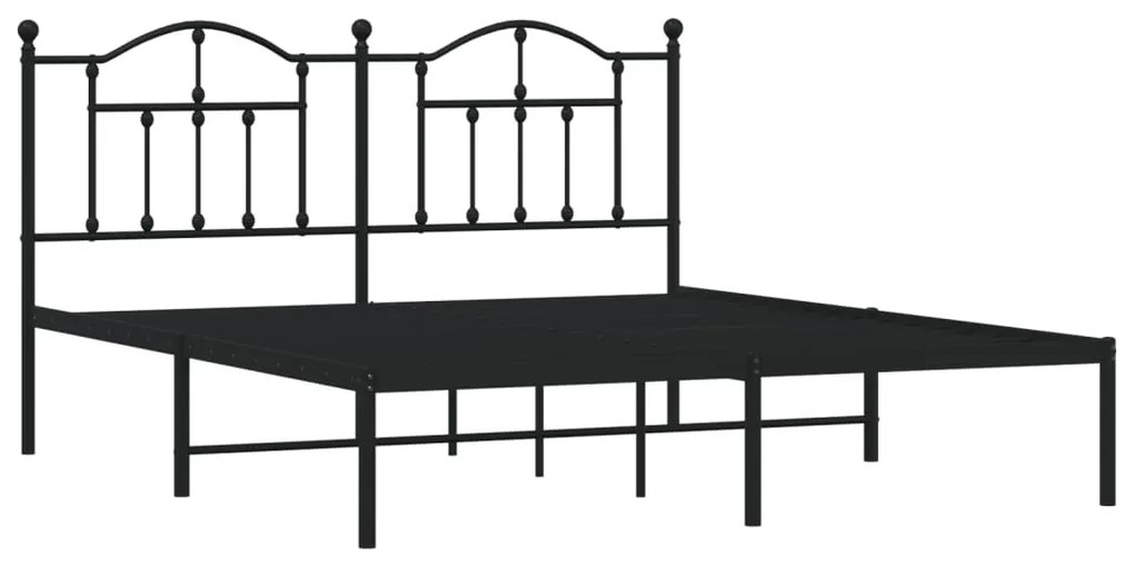 Estrutura de cama com cabeceira 183x213 cm metal preto