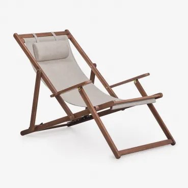 Pack De 2 Espreguiçadeiras Dobráveis Com Almofada Em Madeira De Acácia Rondônia Castanho Avelã - Sklum