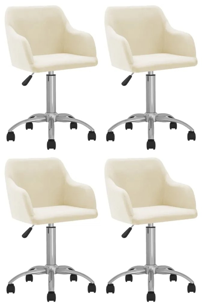 vidaXL Cadeiras de jantar giratórias 4 pcs tecido cor creme