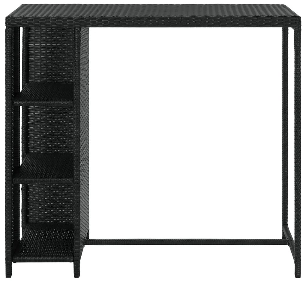 Mesa de bar com prateleiras 120x60x110 cm vime PE preto
