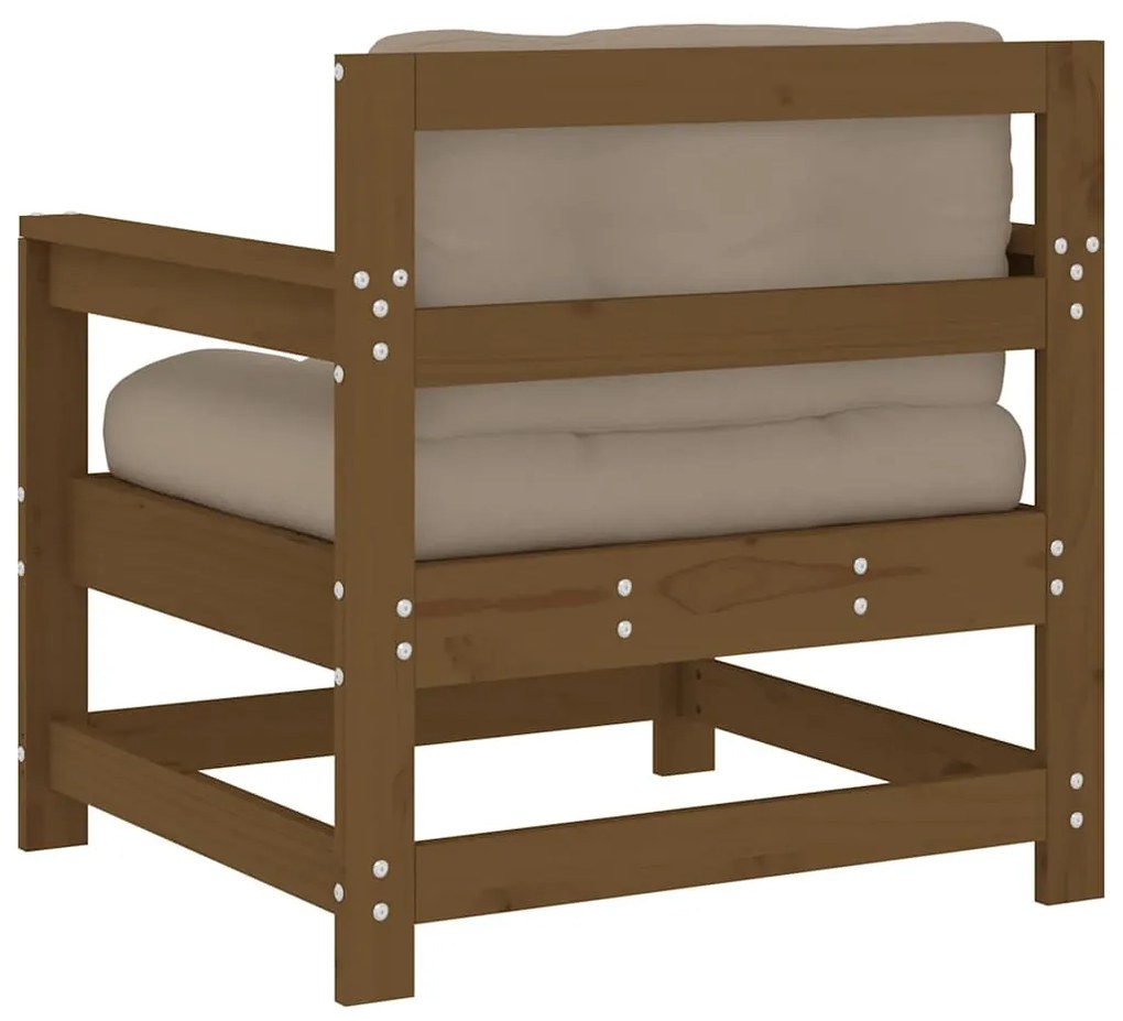 Cadeiras de jardim c/ almofadões 2pcs pinho maciço castanho-mel