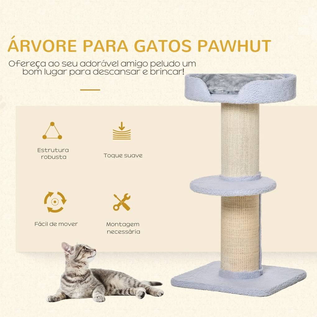 PawHut Arranhador para Gatos Altura 91 cm Arranhador para Gatos de 3 N