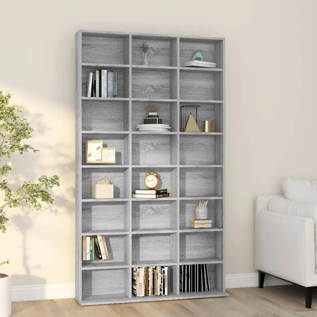 vidaXL Armário p/ CD 102x23x177,5 cm derivados madeira cinzento sonoma
