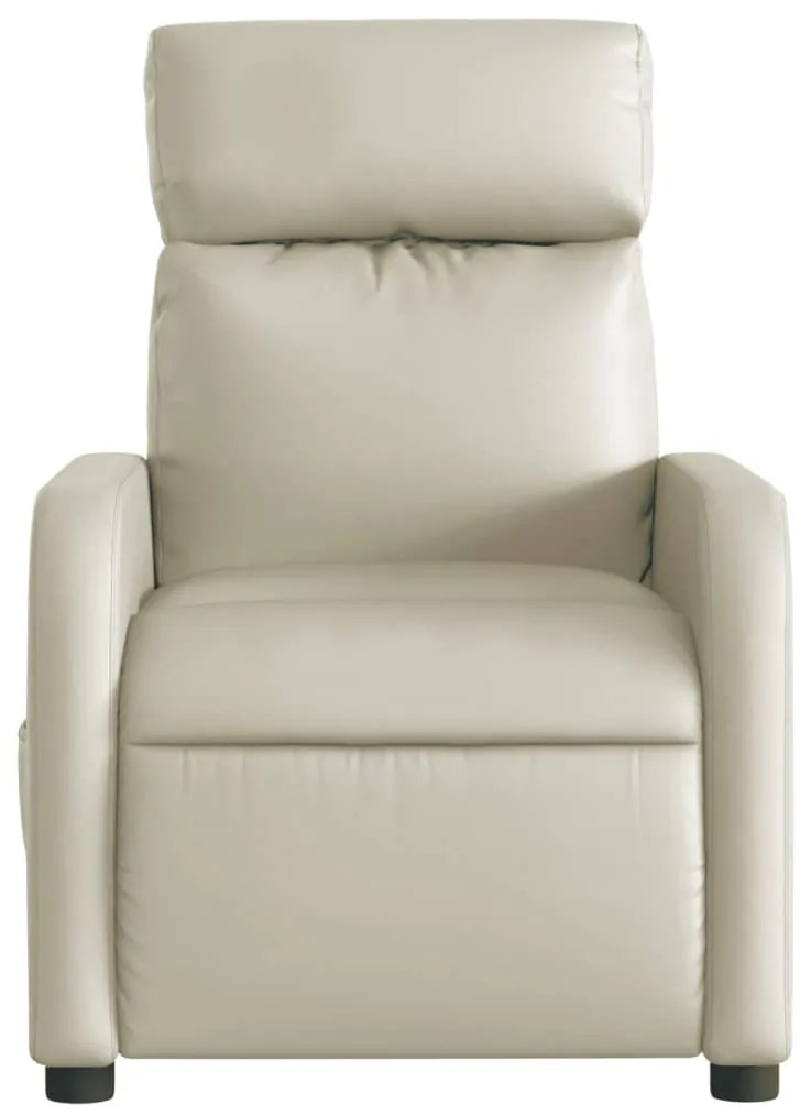 Poltrona massagens reclinável elétrica couro artificial creme