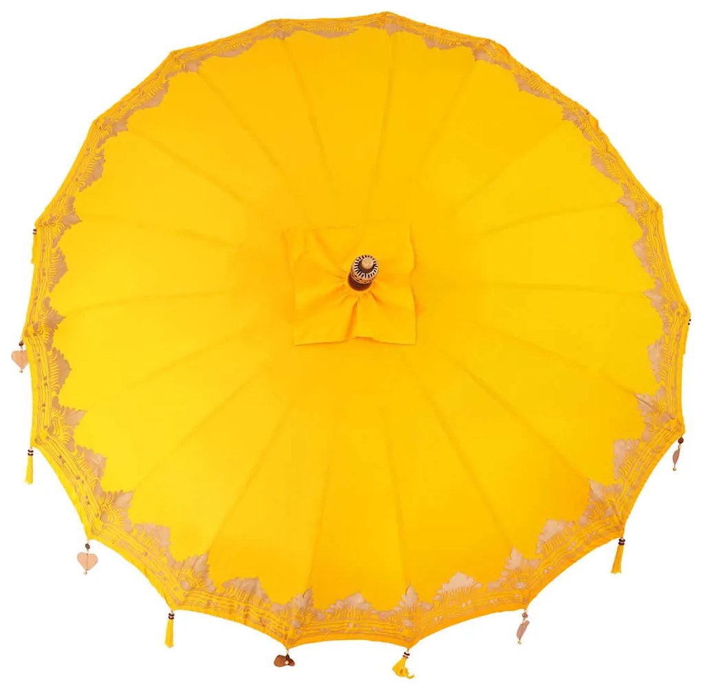 Guarda-sol Outros Manual Amarelo x 250 cm Algodão e madeira