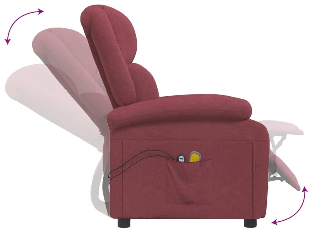 Poltrona de massagens elétrica reclinável tecido vermelho tinto