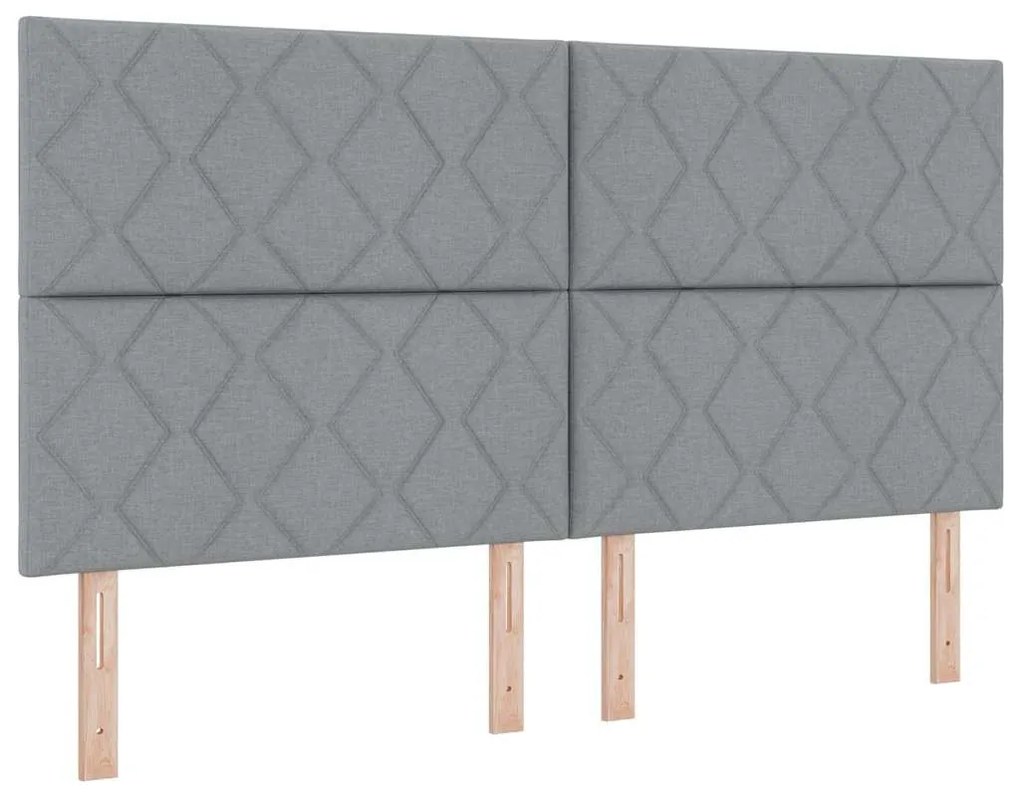 Cama Box Spring com Colchão e LED Cinza Claro 180x200 cm Tecido