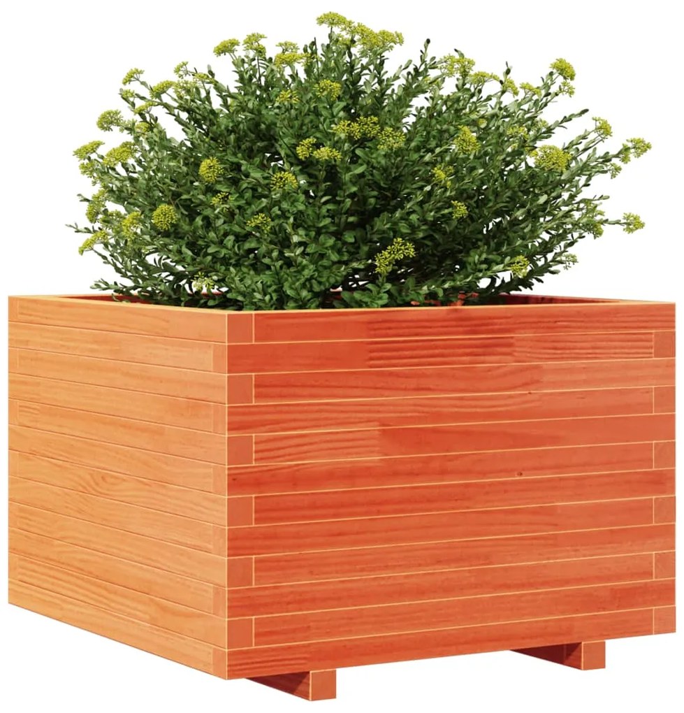 Vaso/floreira de jardim 70x70x49,5 cm pinho maciço castanho mel
