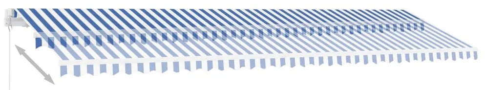 Toldo retrátil manual com LED 600x300 cm azul e branco
