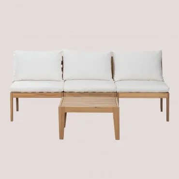 Conjunto De Jardim Com Sofá Modular De 3 Peças E Mesa De Centro Em Madeira De Acácia Filips Gardénia Branco - Sklum