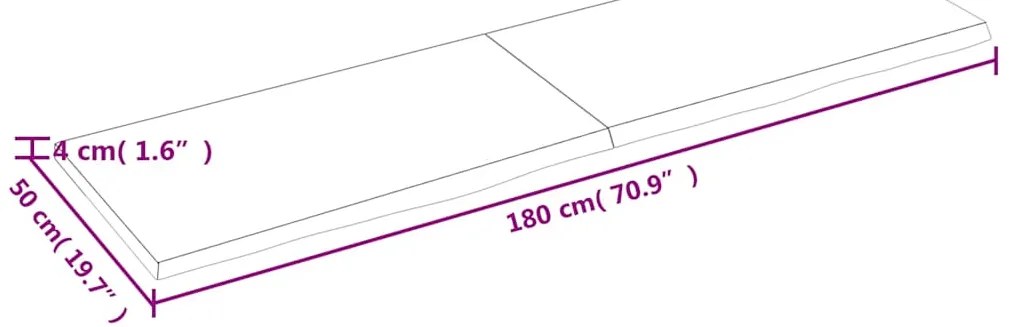 Prateleira de parede 180x50x(2-4)cm carvalho maciço não tratado