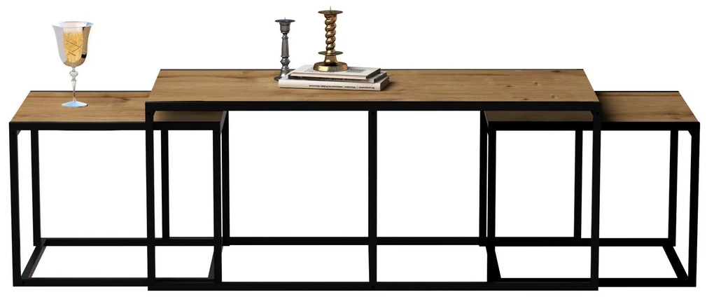 Mesa de Centro Gigante – Carvalho e Preto – 120x50x60 cm