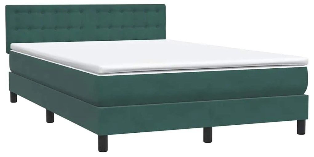 Box Cama primavera com Colchão Verde Escuro 140x210 cm Veludo