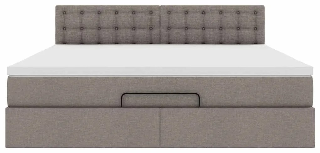 Estrutura de cama otomana com colchão tecido cinzento 160x200cm