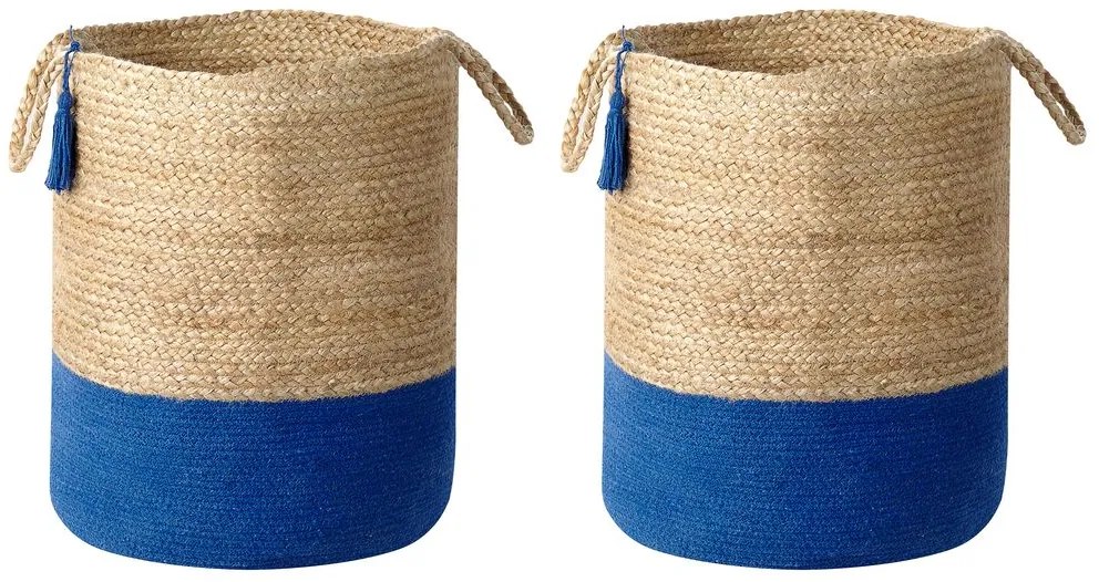 Conjunto de 2 cestos em juta azul marinho e creme GAJAR Beliani