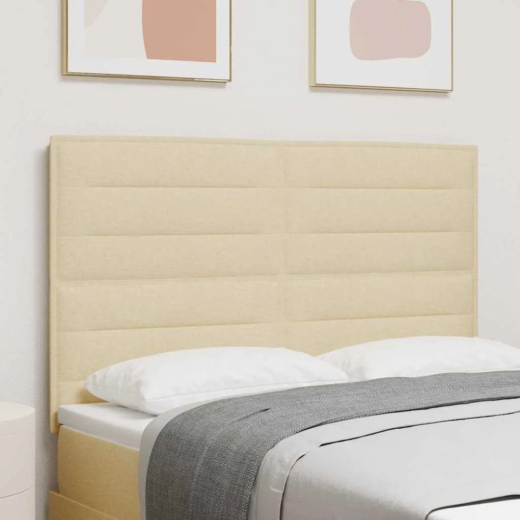 vidaXL Cabeceira Design Linhas Creme 160 cm Tecido