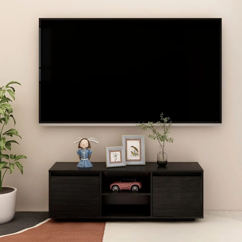 vidaXL Móvel de TV 110x30x40 cm madeira de pinho maciça preto