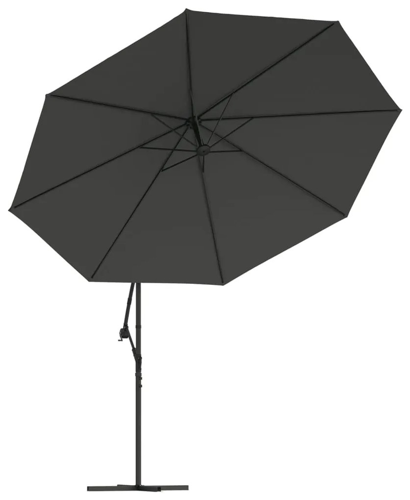Guarda-sol cantilever c/ luzes LED poste metal 350 cm antracite