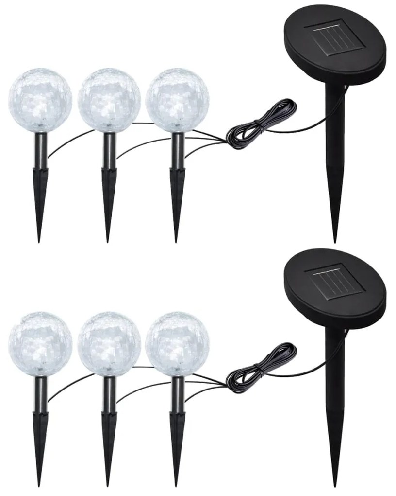 277121 vidaXL Candeeiros de jardim 6 pcs LED com estacas e painéis solares