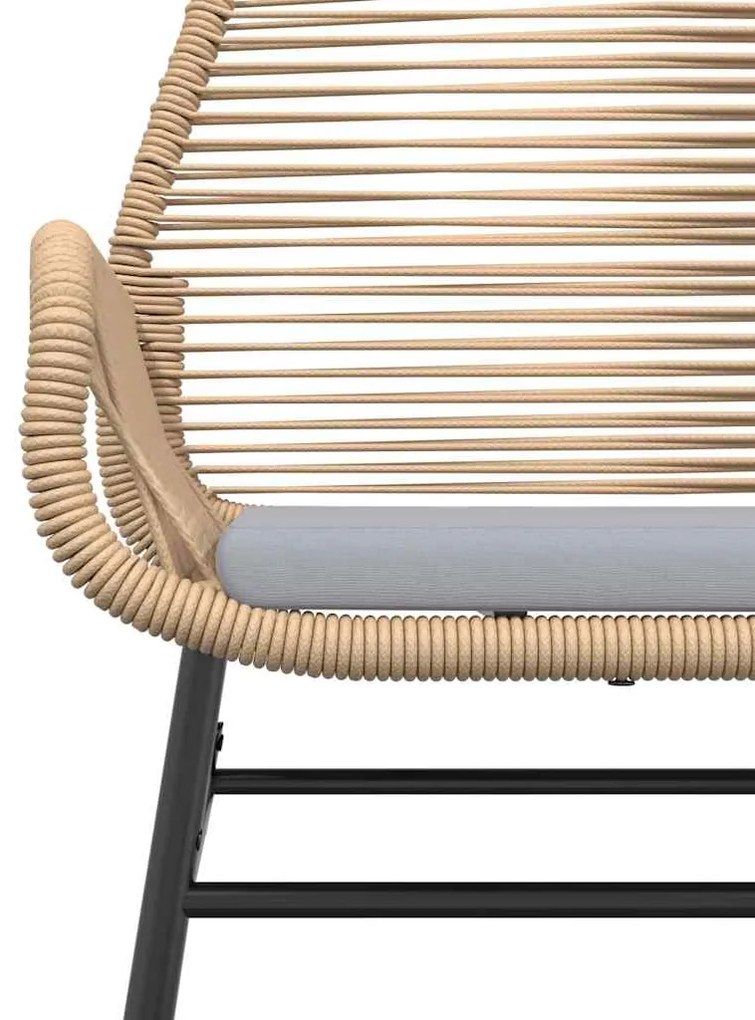 Conjunto jantar jardim 7 peças almofadas vidro vime PE castanho