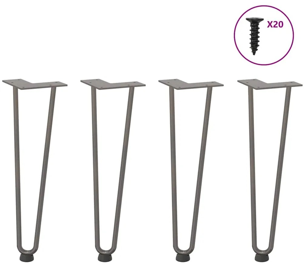Pernas de grampo para mesa de centro 4 peças Aço natural 42 cm Aço mac