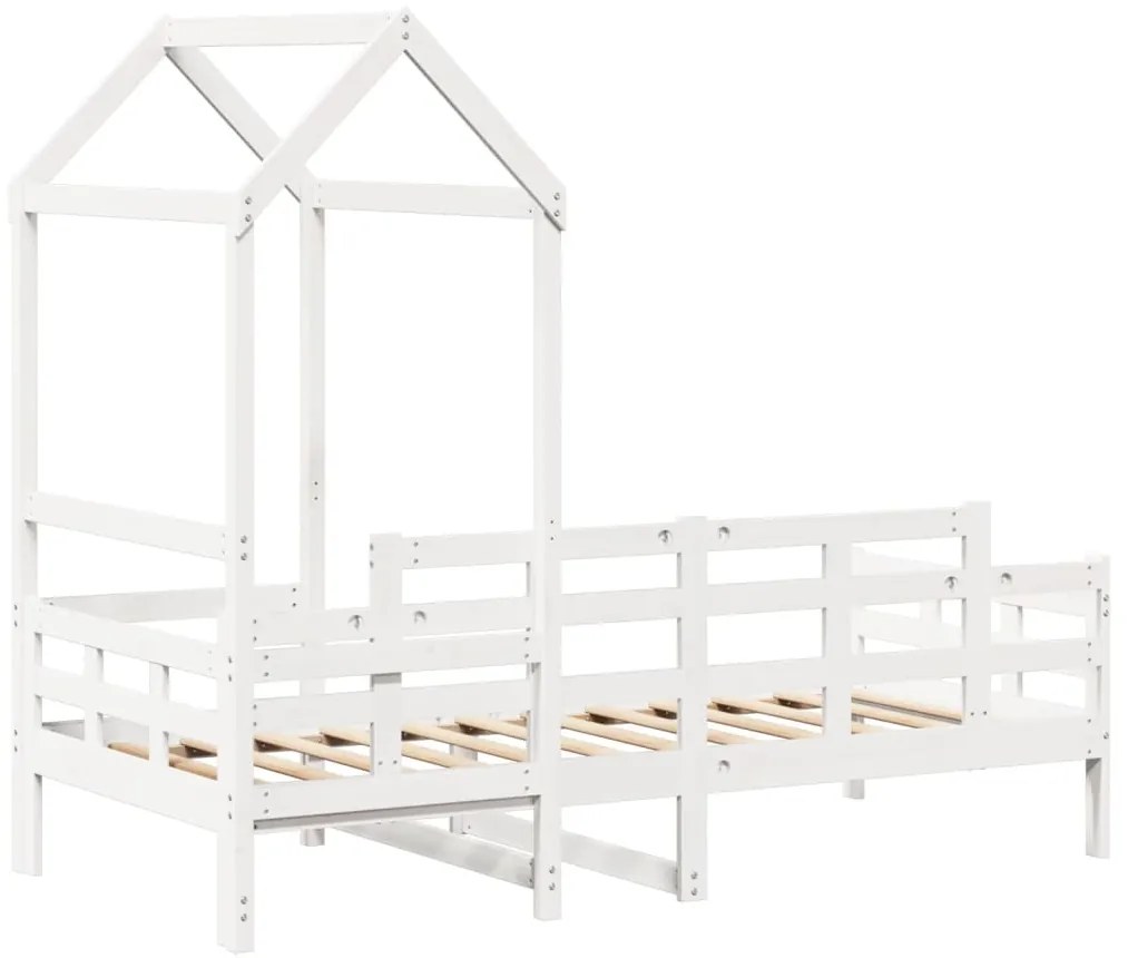 Sofá-cama com telhado 90x200 cm madeira de pinho maciça branco