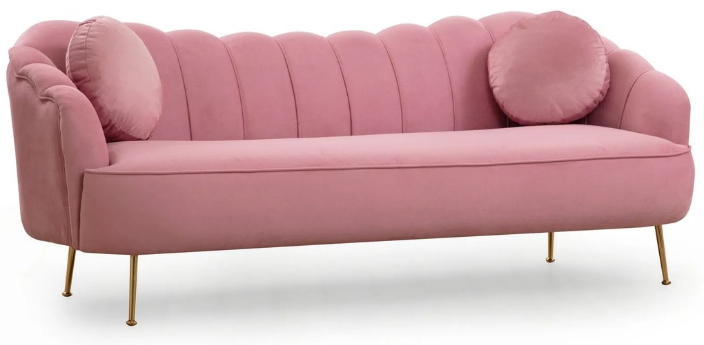 Sofá de 3 Lugares Istiridye – Rosa Pó – 215x90x80 cm