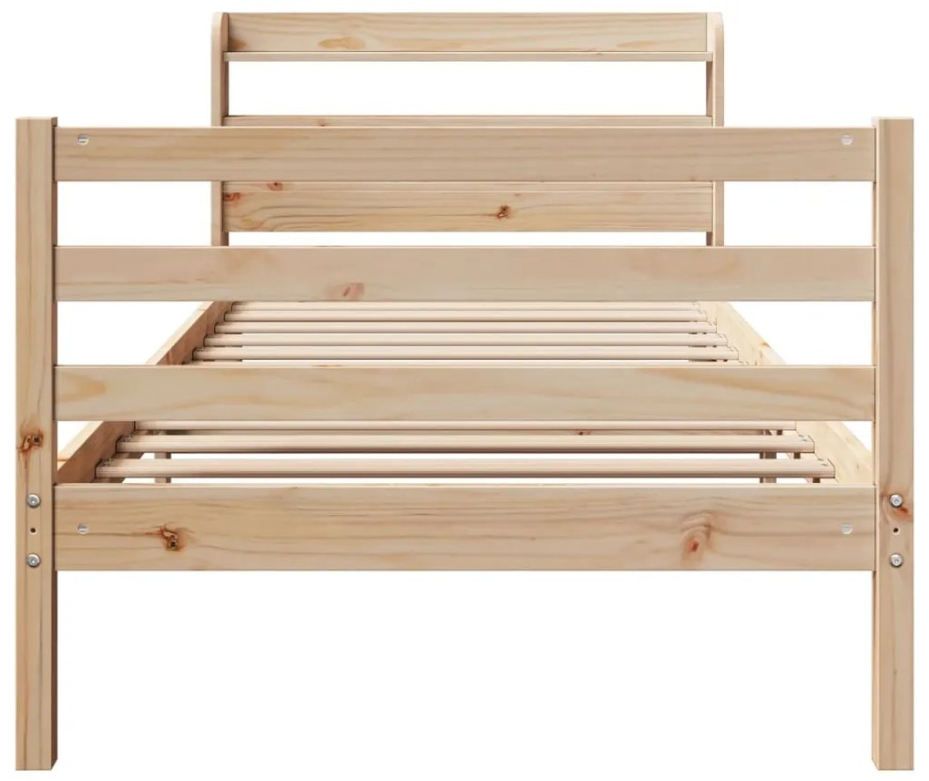 Estrutura de cama com cabeceira 100x200cm pinho maciço