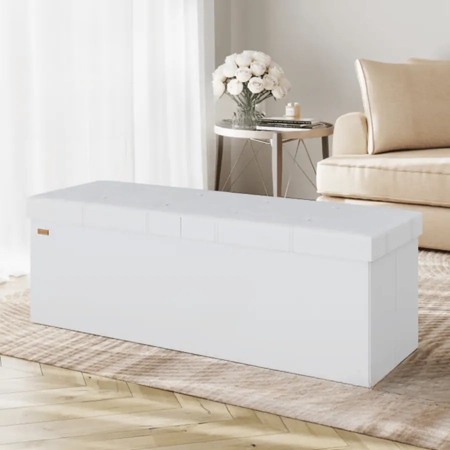 Banco arrumação 115x38x38 cm com tampa articulada branco